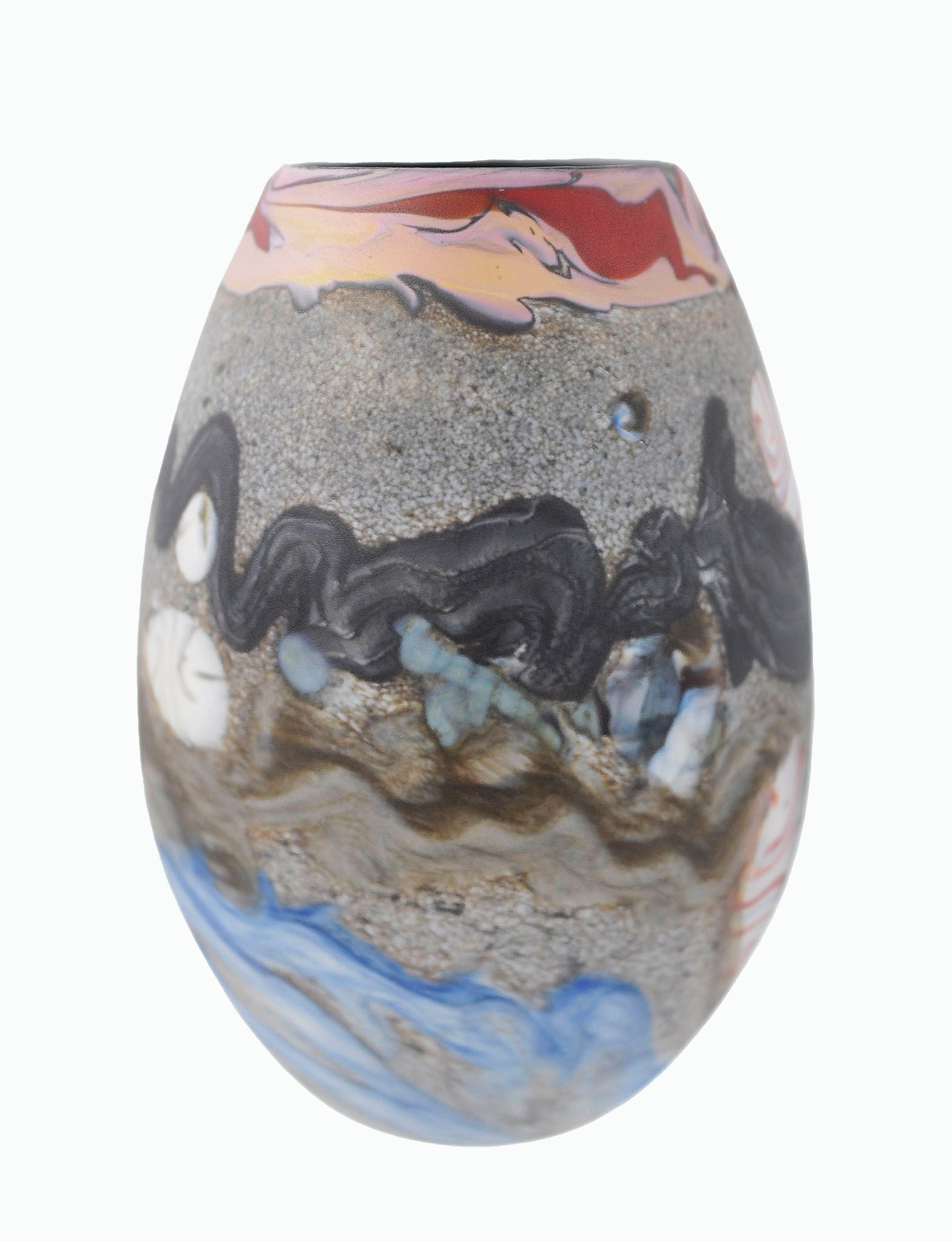 Black Sand Fossil Vase